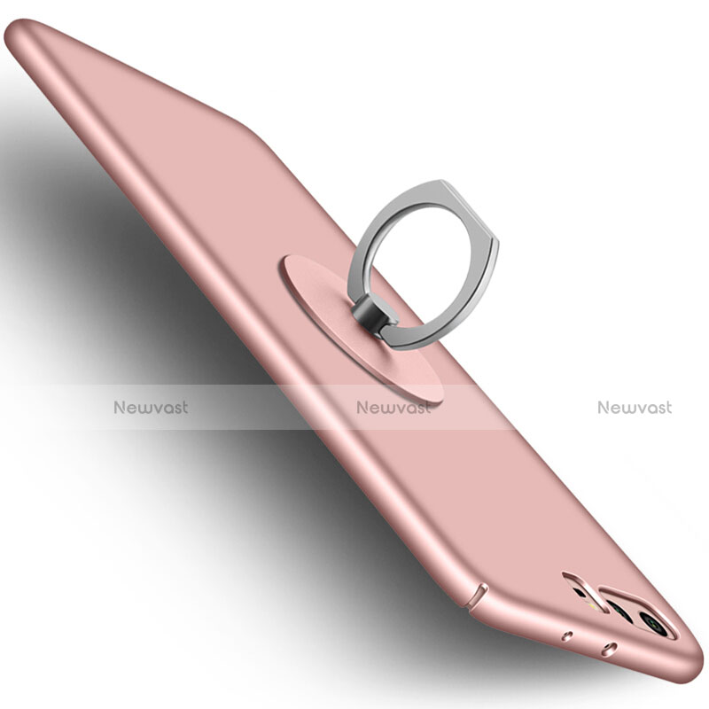 Hard Rigid Plastic Matte Finish Snap On Case with Finger Ring Stand for Huawei P10 Plus Pink