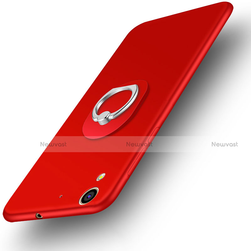 Hard Rigid Plastic Matte Finish Snap On Case with Finger Ring Stand for Huawei Y6 II 5 5 Red