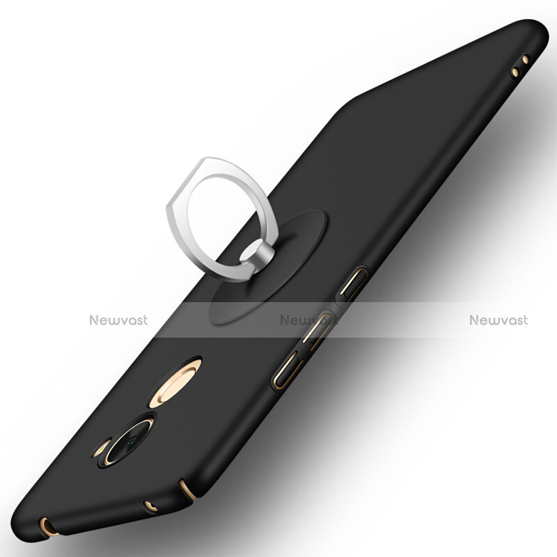 Hard Rigid Plastic Matte Finish Snap On Case with Finger Ring Stand for Huawei Y7 Prime Black