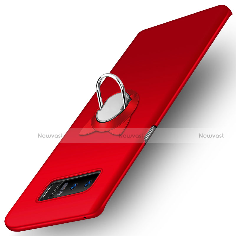 Hard Rigid Plastic Matte Finish Snap On Case with Finger Ring Stand for Samsung Galaxy Note 8 Red