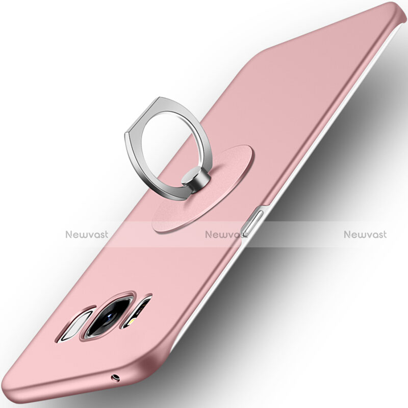 Hard Rigid Plastic Matte Finish Snap On Case with Finger Ring Stand for Samsung Galaxy S8 Pink