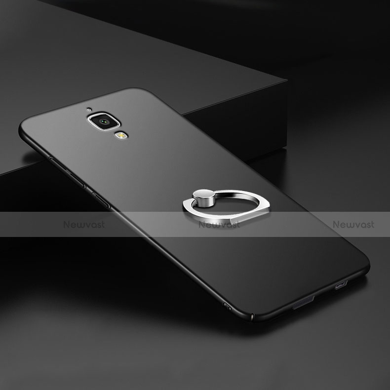 Hard Rigid Plastic Matte Finish Snap On Case with Finger Ring Stand for Xiaomi Mi 4 LTE Black