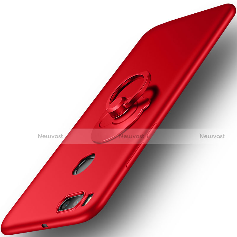 Hard Rigid Plastic Matte Finish Snap On Case with Finger Ring Stand for Xiaomi Mi 5X Red