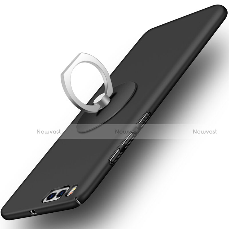 Hard Rigid Plastic Matte Finish Snap On Case with Finger Ring Stand for Xiaomi Mi 6 Black