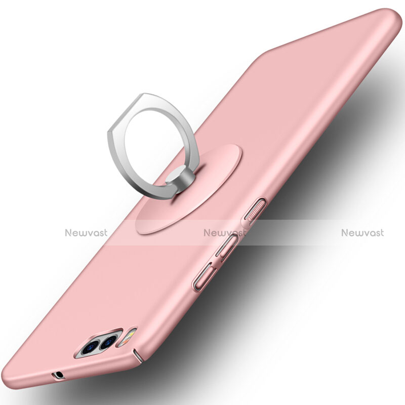 Hard Rigid Plastic Matte Finish Snap On Case with Finger Ring Stand for Xiaomi Mi 6 Pink