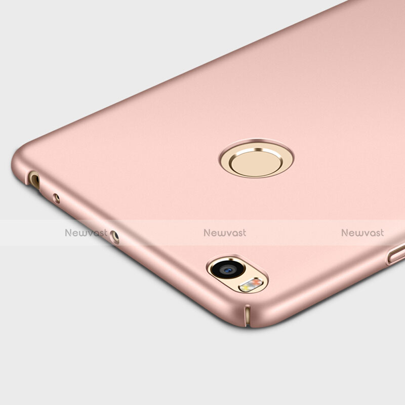 Hard Rigid Plastic Matte Finish Snap On Case with Finger Ring Stand for Xiaomi Mi Max 2 Rose Gold