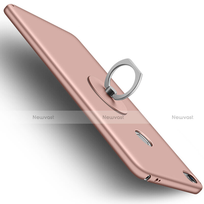 Hard Rigid Plastic Matte Finish Snap On Case with Finger Ring Stand for Xiaomi Mi Max Rose Gold