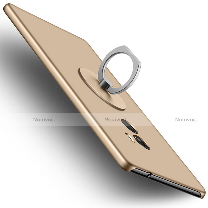 Hard Rigid Plastic Matte Finish Snap On Case with Finger Ring Stand for Xiaomi Mi Mix Gold