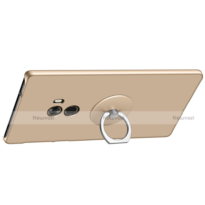 Hard Rigid Plastic Matte Finish Snap On Case with Finger Ring Stand for Xiaomi Mi Mix Gold