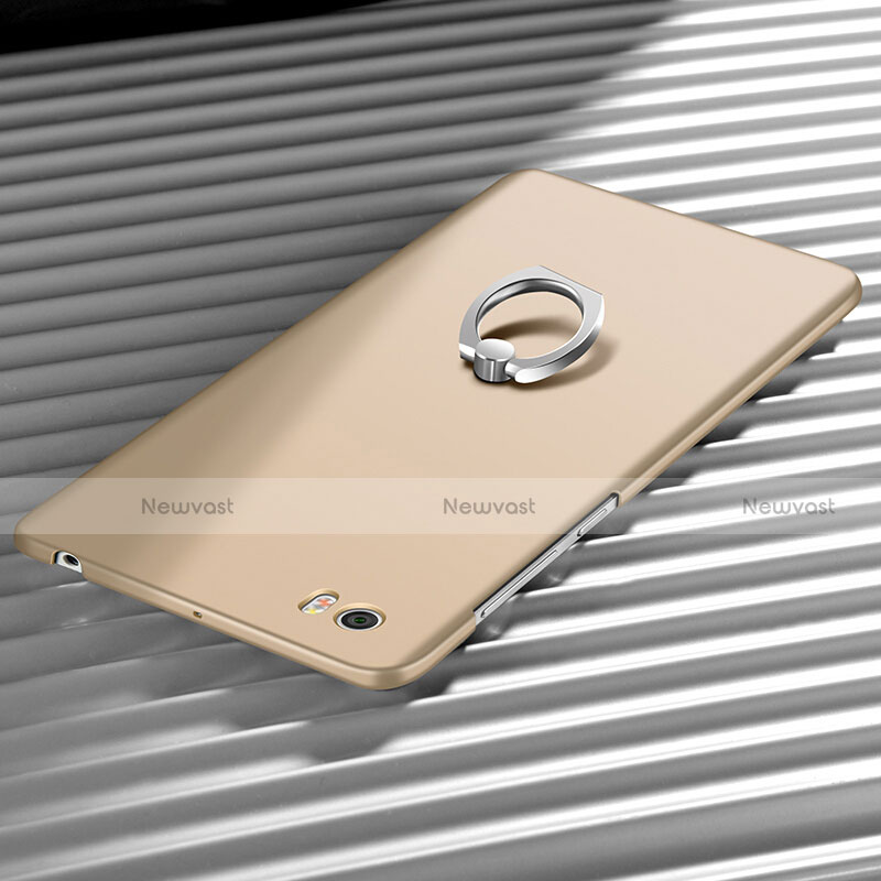 Hard Rigid Plastic Matte Finish Snap On Case with Finger Ring Stand for Xiaomi Mi Note Gold