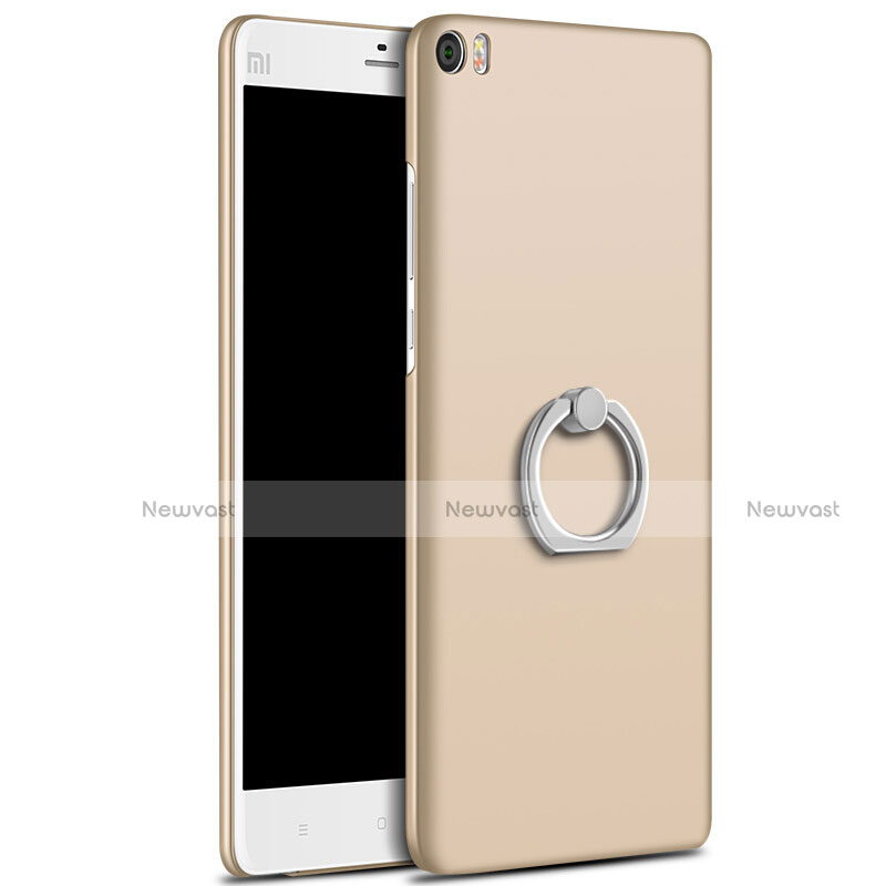 Hard Rigid Plastic Matte Finish Snap On Case with Finger Ring Stand for Xiaomi Mi Note Gold