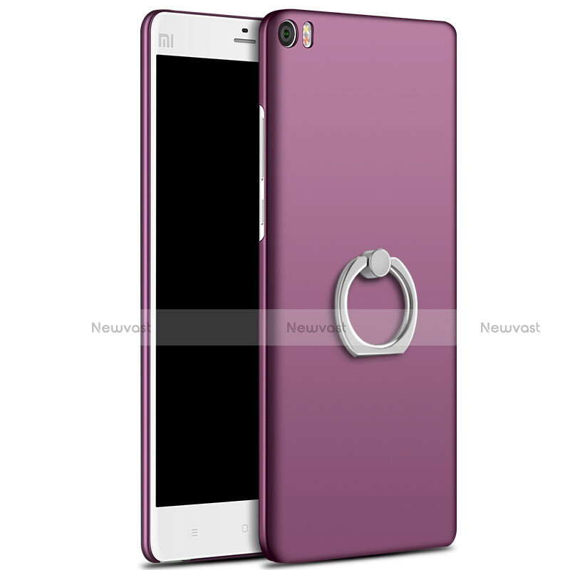 Hard Rigid Plastic Matte Finish Snap On Case with Finger Ring Stand for Xiaomi Mi Note Purple