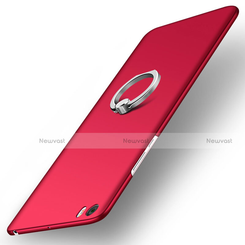 Hard Rigid Plastic Matte Finish Snap On Case with Finger Ring Stand for Xiaomi Mi Note Red