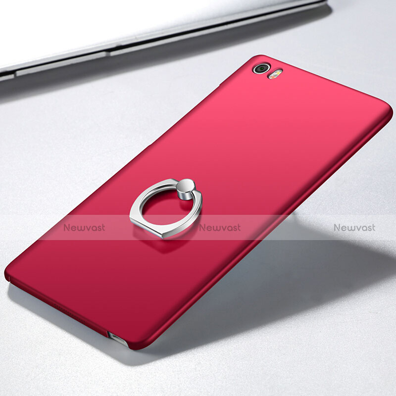 Hard Rigid Plastic Matte Finish Snap On Case with Finger Ring Stand for Xiaomi Mi Note Red