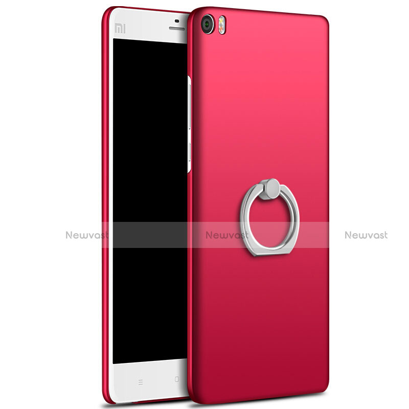 Hard Rigid Plastic Matte Finish Snap On Case with Finger Ring Stand for Xiaomi Mi Note Red