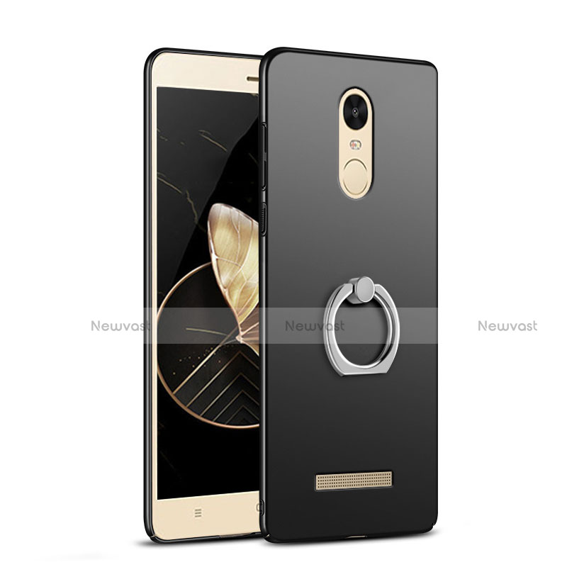 Hard Rigid Plastic Matte Finish Snap On Case with Finger Ring Stand for Xiaomi Redmi Note 3 MediaTek Black