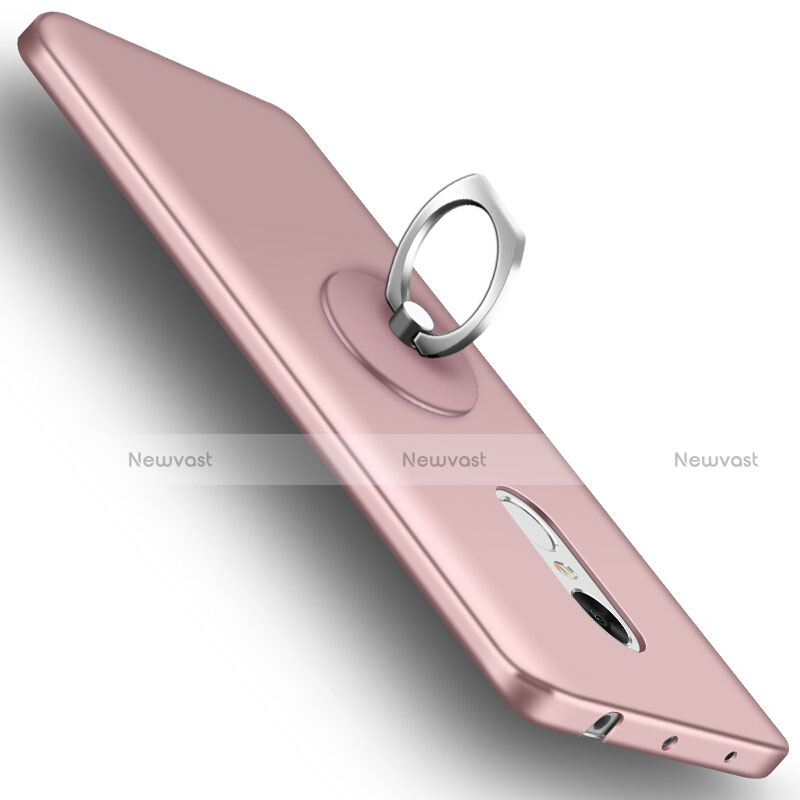 Hard Rigid Plastic Matte Finish Snap On Case with Finger Ring Stand for Xiaomi Redmi Note 4X High Edition Rose Gold