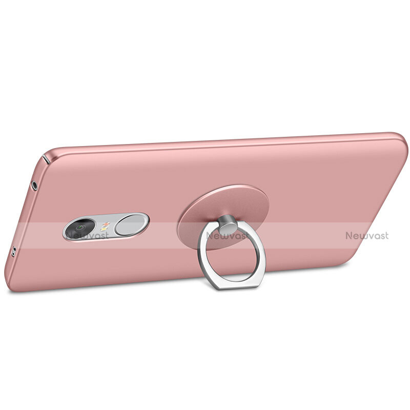 Hard Rigid Plastic Matte Finish Snap On Case with Finger Ring Stand for Xiaomi Redmi Note 4X Rose Gold