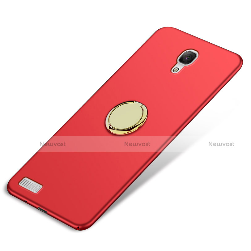 Hard Rigid Plastic Matte Finish Snap On Case with Finger Ring Stand for Xiaomi Redmi Note Prime Red