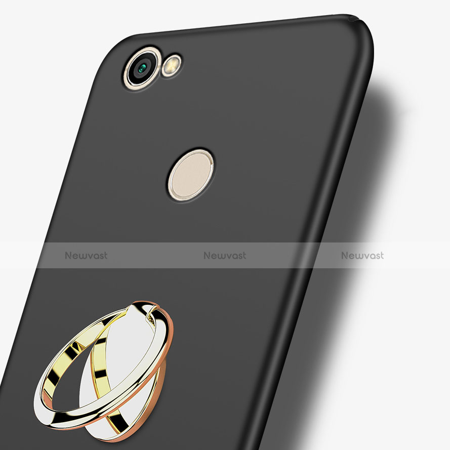 Hard Rigid Plastic Matte Finish Snap On Case with Finger Ring Stand for Xiaomi Redmi Y1 Black