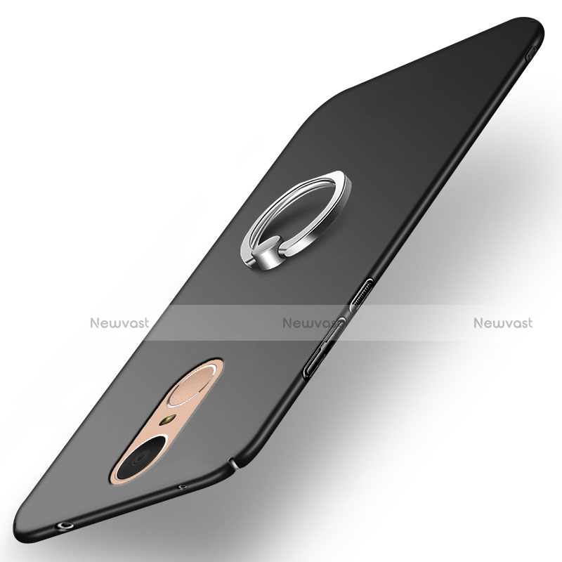 Hard Rigid Plastic Matte Finish Snap On Case with Finger Ring Stand Q02 for Huawei Enjoy 6 Black