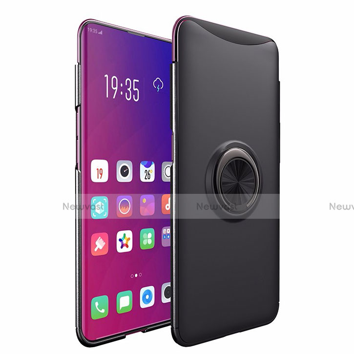 Hard Rigid Plastic Matte Finish Snap On Case with Magnetic Finger Ring Stand for Oppo Find X Black