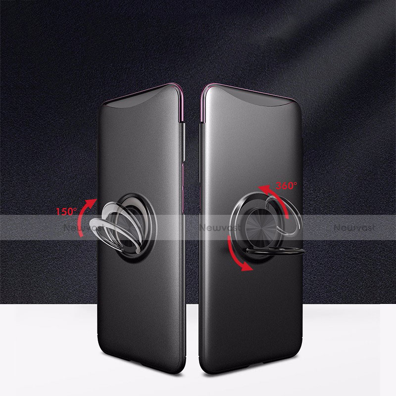 Hard Rigid Plastic Matte Finish Snap On Case with Magnetic Finger Ring Stand for Oppo Find X Black