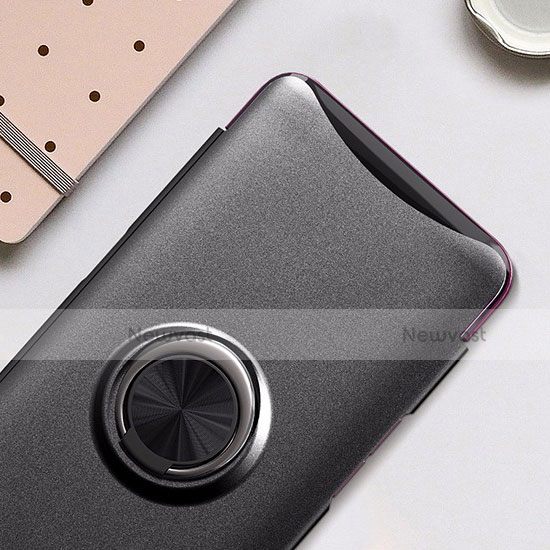 Hard Rigid Plastic Matte Finish Snap On Case with Magnetic Finger Ring Stand for Oppo Find X Black