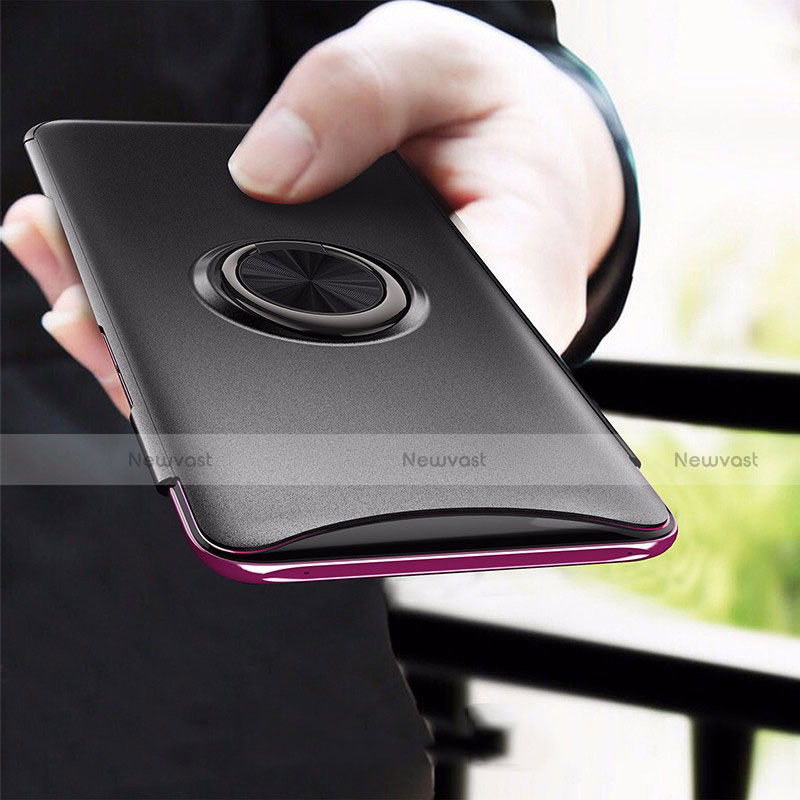 Hard Rigid Plastic Matte Finish Snap On Case with Magnetic Finger Ring Stand for Oppo Find X Super Flash Edition Black