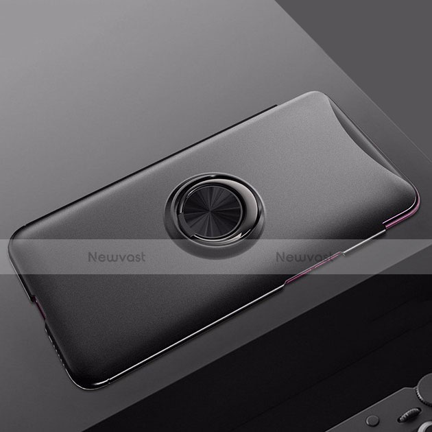 Hard Rigid Plastic Matte Finish Snap On Case with Magnetic Finger Ring Stand for Oppo Find X Super Flash Edition Black