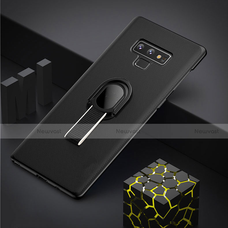 Hard Rigid Plastic Matte Finish Snap On Case with Magnetic Finger Ring Stand for Samsung Galaxy Note 9 Black