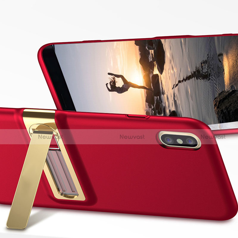 Hard Rigid Plastic Matte Finish Snap On Case with Stand for Apple iPhone X Red