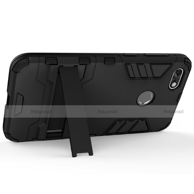 Hard Rigid Plastic Matte Finish Snap On Case with Stand for Huawei Enjoy 7 Black