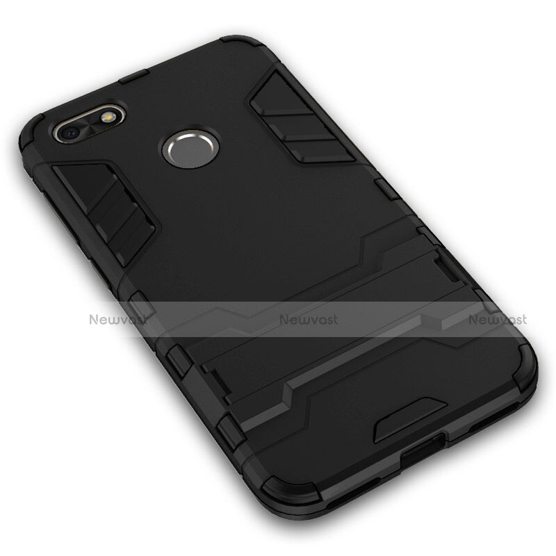 Hard Rigid Plastic Matte Finish Snap On Case with Stand for Huawei Enjoy 7 Black