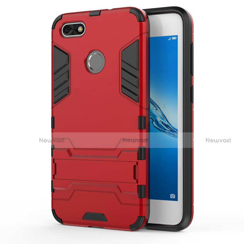 Hard Rigid Plastic Matte Finish Snap On Case with Stand for Huawei Enjoy 7 Red