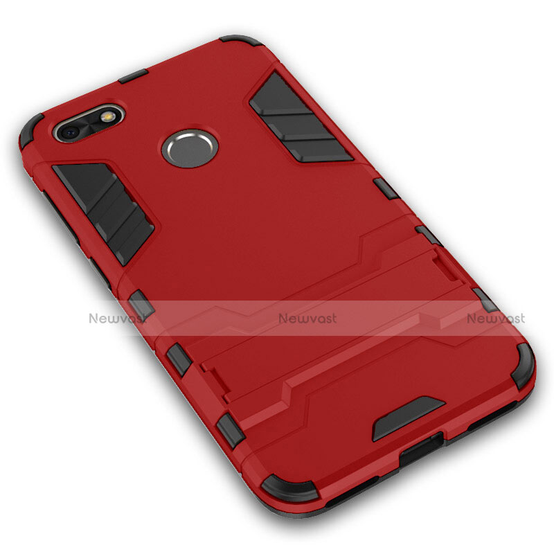 Hard Rigid Plastic Matte Finish Snap On Case with Stand for Huawei Enjoy 7 Red