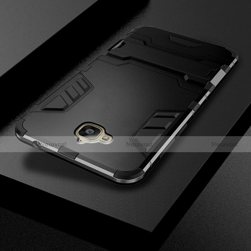 Hard Rigid Plastic Matte Finish Snap On Case with Stand for Huawei Y6 Pro Black