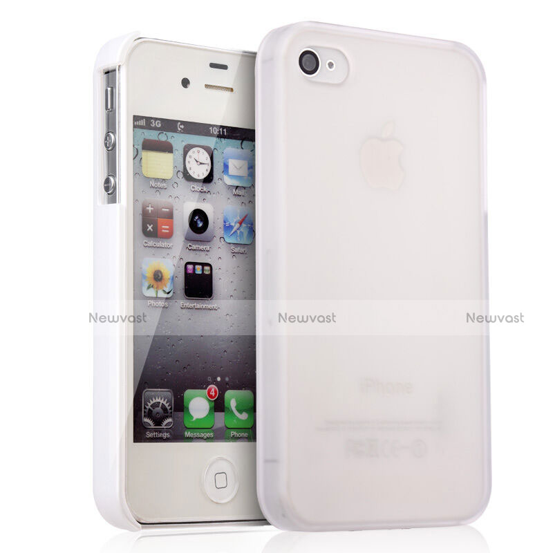 Hard Rigid Plastic Matte Finish Snap On Cover for Apple iPhone 4 White