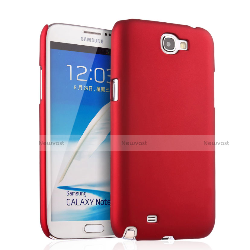 Hard Rigid Plastic Matte Finish Snap On Cover for Samsung Galaxy Note 2 N7100 N7105 Red