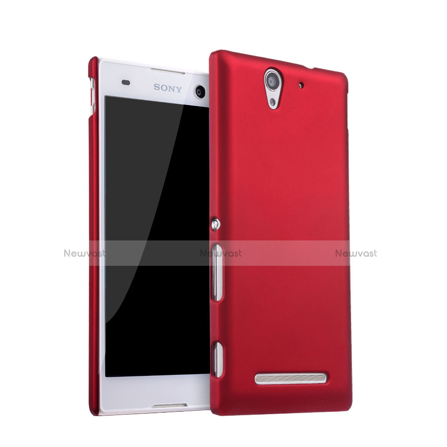 Hard Rigid Plastic Matte Finish Snap On Cover for Sony Xperia C3 Red