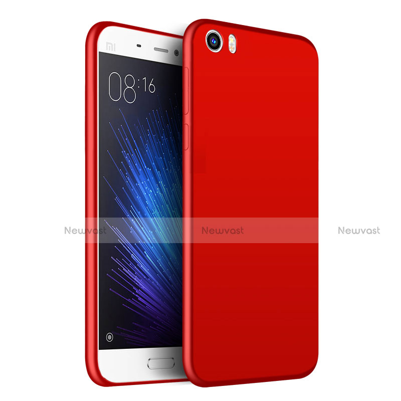 Hard Rigid Plastic Matte Finish Snap On Cover with Finger Ring Stand for Xiaomi Mi 5 Red