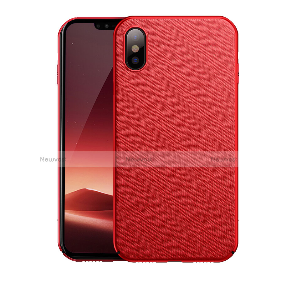 Hard Rigid Plastic Matte Finish Twill Case for Apple iPhone Xs Red