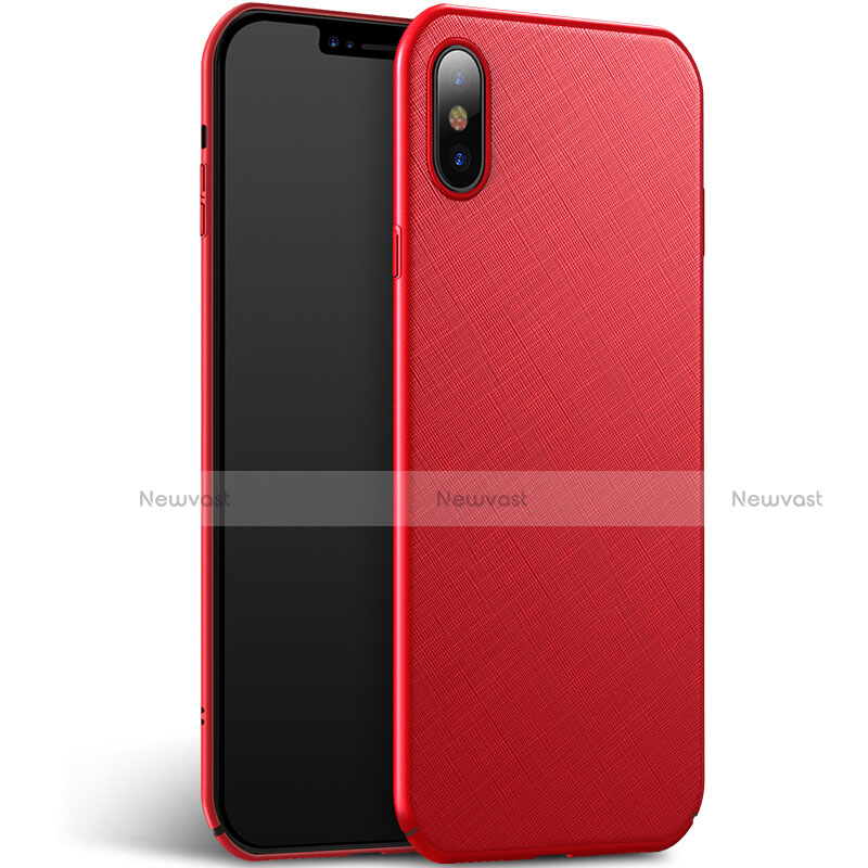 Hard Rigid Plastic Matte Finish Twill Case for Apple iPhone Xs Red