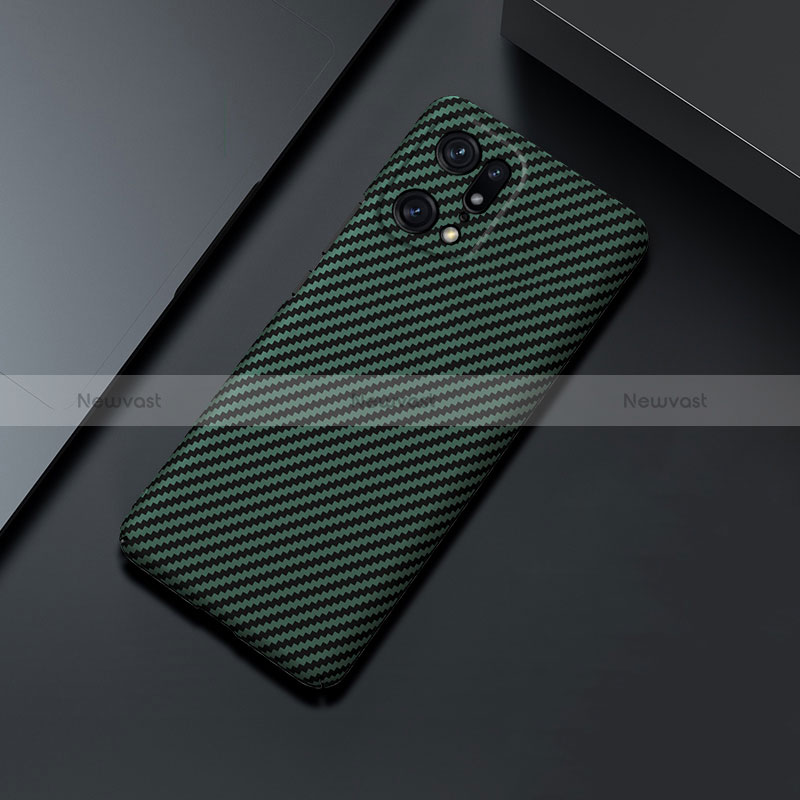 Hard Rigid Plastic Matte Finish Twill Snap On Case Cover for Oppo Find X5 5G Green