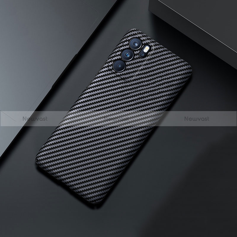 Hard Rigid Plastic Matte Finish Twill Snap On Case Cover for Oppo Reno6 Pro 5G India Black