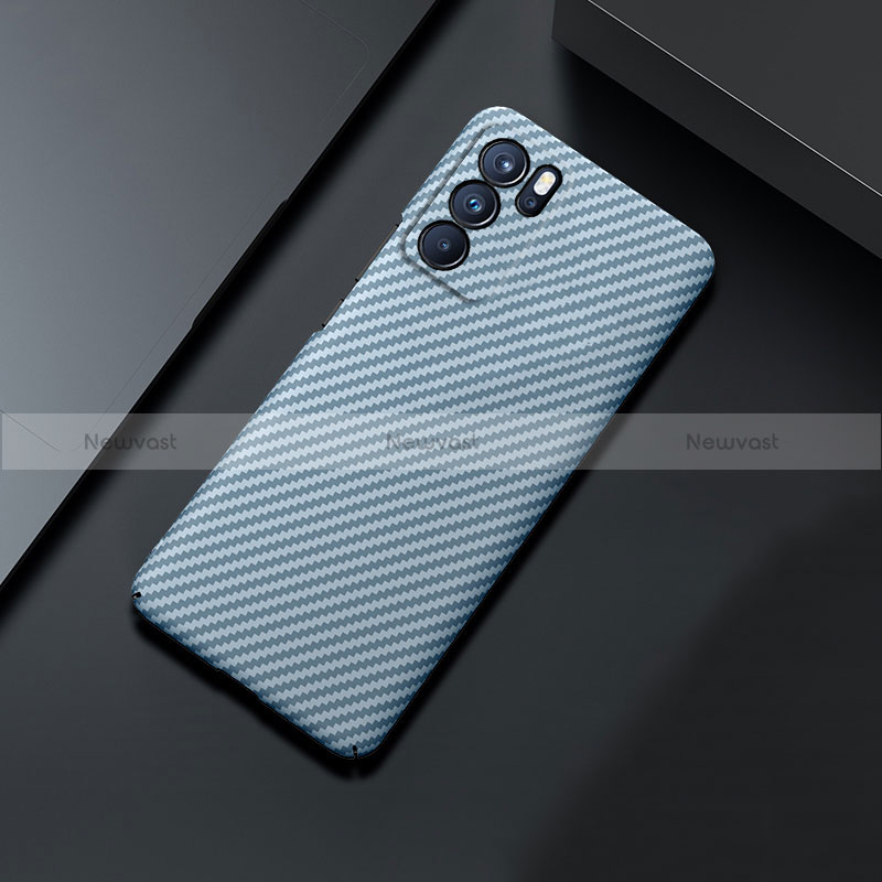 Hard Rigid Plastic Matte Finish Twill Snap On Case Cover for Oppo Reno6 Pro 5G India Sky Blue