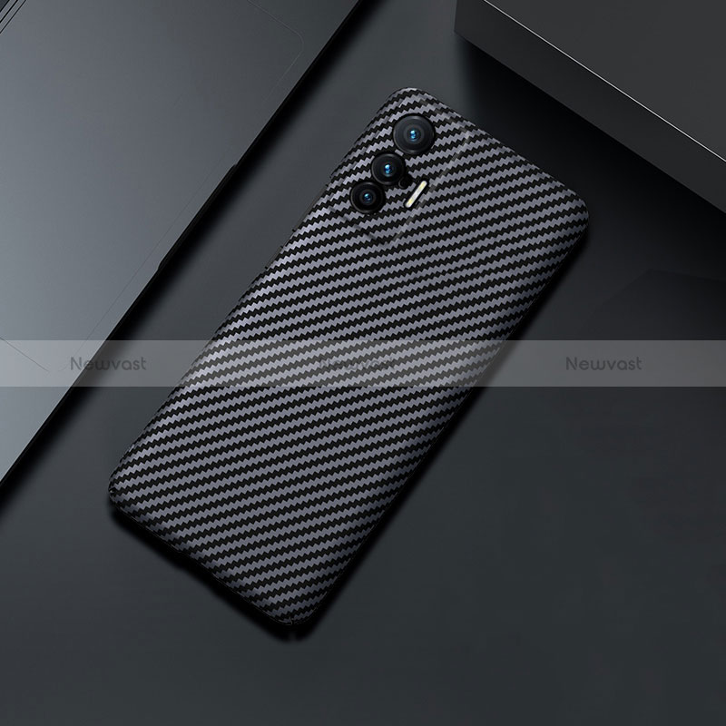 Hard Rigid Plastic Matte Finish Twill Snap On Case Cover for Vivo X70 5G Black
