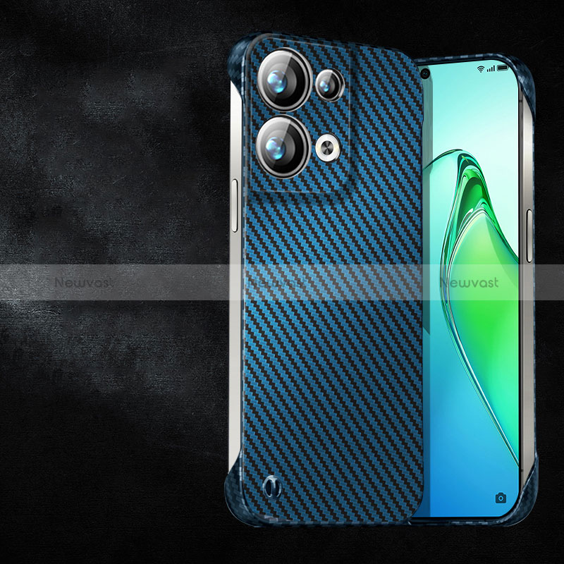 Hard Rigid Plastic Matte Finish Twill Snap On Case Cover T01 for Oppo Reno9 Pro+ Plus 5G Blue