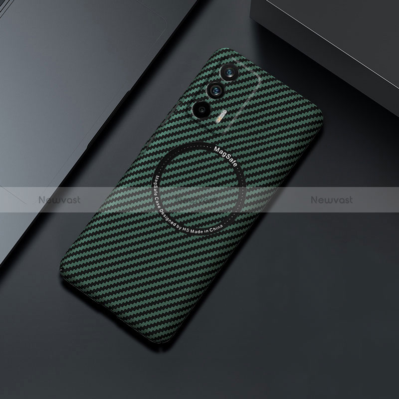 Hard Rigid Plastic Matte Finish Twill Snap On Case Cover with Mag-Safe Magnetic for Realme GT 5G Green