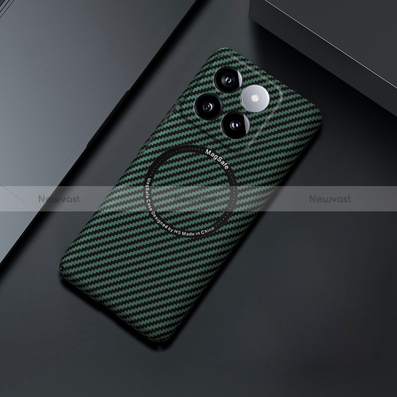 Hard Rigid Plastic Matte Finish Twill Snap On Case Cover with Mag-Safe Magnetic for Xiaomi Mi 14 5G Green